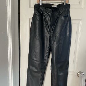 Vegan leather straight leg pants in ankle length